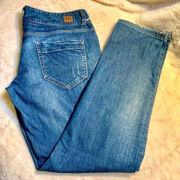 Madison Denim Co Jeans 11/12 Stretch Distressed Cotton Spandex Straight Leg - Picture 1 of 16